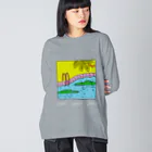 Futakawa Mayuのグッズショップのpool ワニ 白文字 Big Long Sleeve T-Shirt