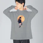 キッズモード某の月と黒ワンピの女の子 Big Long Sleeve T-Shirt