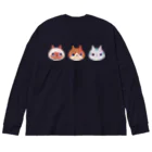poireちゃん │イラストレーターの三匹の子猫 ビッグシルエットロングスリーブTシャツ