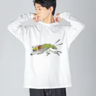 魚の目玉 SUZURI店の起きるオオスカシバ ビッグシルエットロングスリーブTシャツ