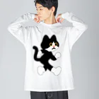 嶌星堂の飛び出し坊や猫 Big Long Sleeve T-Shirt