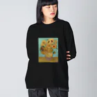 sadonousagiの＂名画＂ ゴッホ/ひまわり［12本］ ビッグシルエットロングスリーブTシャツ