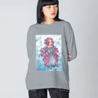 虹色孔雀の魔女。のリボンなしルージュちゃん。 ビッグシルエットロングスリーブTシャツ