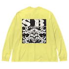 Ａ’ｚｗｏｒｋＳのSKULL&BONE TRIBAL GRUNGE WHT ON BLK Big Long Sleeve T-Shirt