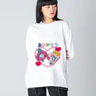 ぼんちゃんかんぱにぃのチアリングぼんちゃん”ありがとう”Tシャツ ビッグシルエットロングスリーブTシャツ