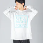 Chill Night Tokyo ClothingのCNT square  logo / Tiffany  blue ビッグシルエットロングスリーブTシャツ