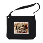モコネコSHOPのI love cats ② Big Shoulder Bag