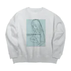 obosa_DENS/SABEAR_shop ＠SUZURIのrough drawing girl-1_ウェア Big Crew Neck Sweatshirt