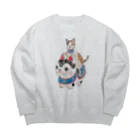 トコロコムギの爆走！犬張子にゃんこ Big Crew Neck Sweatshirt