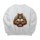 MUSCLE CAT 🐈🐈‍⬛のマッスルキャット　キジ虎 Big Crew Neck Sweatshirt