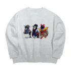 ヤママユ(ヤママユ・ペンギイナ)の立てば芍薬、座れば牡丹、歩く姿は百合の花-Pygoscelis Kimono Penguins- Big Crew Neck Sweatshirt