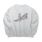 cosakuのとりとおおかみ Big Crew Neck Sweatshirt