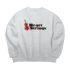 あおちゃん商会のHeart Strings (woodbass) Red Big Crew Neck Sweatshirt