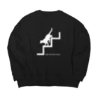 SHOP KazzBの階段を下りるネコ（白塗） Big Crew Neck Sweatshirt