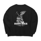 nidan-illustrationの"HAPPY HOUR"(B&W) #1 Big Crew Neck Sweatshirt