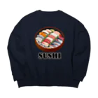 猫と釣り人のSUSHI_2R Big Crew Neck Sweatshirt