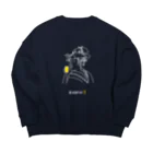 ビールとアート TM-3 Designの名画 × BEER（美人画）白線画 Big Crew Neck Sweatshirt