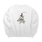 Siderunの館 B2の画伯チックな白黒動物（ブレーメンの音楽隊風) Big Crew Neck Sweatshirt