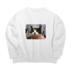 猫好きのはちわれ猫 Big Crew Neck Sweatshirt