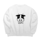MrKShirtsのUshi (牛) 黒デザイン Big Crew Neck Sweatshirt