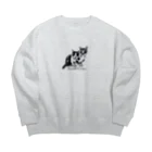 みならい屋の猫&猫（Hachi&Totoro） Big Crew Neck Sweatshirt