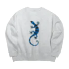 ツバメ堂の青いしましまのトカゲ Big Crew Neck Sweatshirt