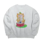 音楽雑貨でぶねこのスネア猫 Big Crew Neck Sweatshirt