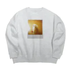 わらしゃんどのポラロイド写真（アルパカ） Big Crew Neck Sweatshirt