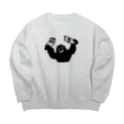 QUQU_WORKSのスノーボードをへし折るイエティ ブラック Big Crew Neck Sweatshirt