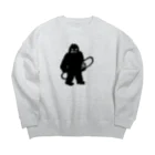 QUQU_WORKSのスノーボードを抱えるイエティ ブラック Big Crew Neck Sweatshirt