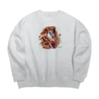 jun-hoshiの青い鳥 Big Crew Neck Sweatshirt