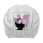 lovely's houseのうさみみperi&mel PINk Big Crew Neck Sweatshirt