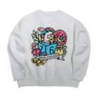 Cody the LovebirdのChubby Bird オカメインコとマンドリン　Birdic Inspiration Big Crew Neck Sweatshirt