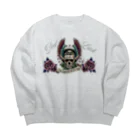 GOD LUCK💀to youの赤薔薇スカル💀🌹 Big Crew Neck Sweatshirt