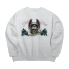 GOD LUCK💀to youの青薔薇スカル💀🌹 Big Crew Neck Sweatshirt