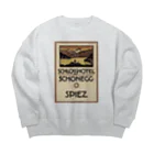 YS VINTAGE WORKSのスイス・ベルン州シュピーツのシャトーホテルの古い広告 Big Crew Neck Sweatshirt