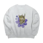 猫が好きすぎる絵描き　キジシマ ミキのキジトラくんミスミソウに乗る Big Crew Neck Sweatshirt