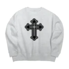 QUQU_WORKSの十字架 クロス 御守り ブラック Big Crew Neck Sweatshirt