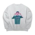 ichiyac designのAIピンクヘアーの女の子 Big Crew Neck Sweatshirt