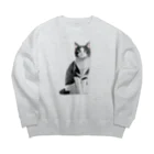 designinglab-itemsの日本の猫　ハチワレさん Big Crew Neck Sweatshirt