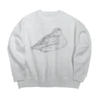 Lily bird（リリーバード）のおねんねクビワコガモ 線画 Big Crew Neck Sweatshirt