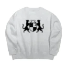 無真獣73号の吼える猫の紋章服・明色向け Big Crew Neck Sweatshirt