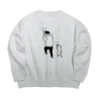 AliviostaのSCOOP スクープ イラスト ヒトとネコ Big Crew Neck Sweatshirt