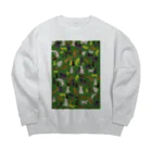 WAMI ARTの猫迷彩緑 Big Crew Neck Sweatshirt