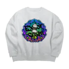 BonbonWhip SUZURI店の火あぶりおばけ(青) Big Crew Neck Sweatshirt