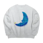 どうぶつの水彩画店の青い三日月 Big Crew Neck Sweatshirt