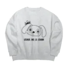 ONEのうさぎのうーちゃん(くしゃみ白黒) Big Crew Neck Sweatshirt