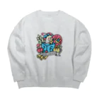 Cody the LovebirdのChubby Bird オカメインコとマンドリン　Birdic Inspiration Big Crew Neck Sweatshirt