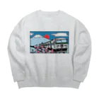 やすこーん（YASCORN）鉄道の鉄道：「踊り子」18５系と富士山、桜　イラスト Big Crew Neck Sweatshirt