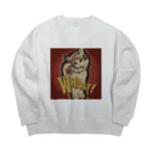 momo_emiのレッド　momo_emi Big Crew Neck Sweatshirt